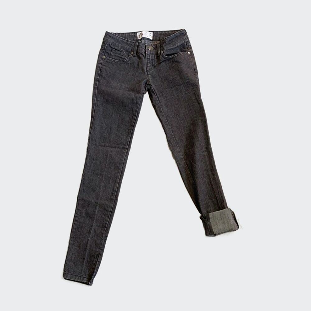 Vintage Y2K Zara Black Low Rise Ankle Zip Super Skinny Jeans Pants 26